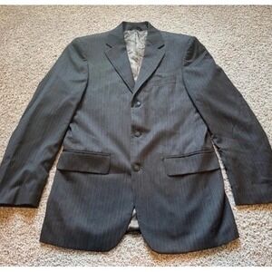 Fumagalli Mens 36R Gray Pinstripe Suit Jacket Blazer 100% Wool 3-Button Coat